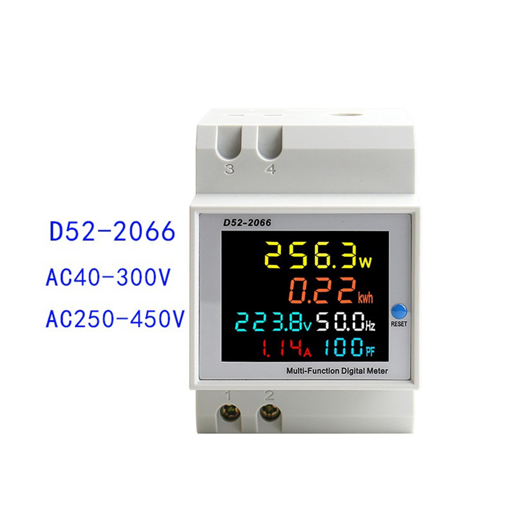 2X Din Rail AC Monitor 6IN1 250450V 100A Voltage Current Factor Active KWH Electric Energy Frequency Meter VOLT