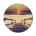 thumbnail image 1 of Beach Mouse Pad for Computers, Stairs Lead to the Beach with Dramatic Horizon Scenery Magic Skyline Solitude Print, Round Non-Slip Thick Rubber Modern Mousepad, 8" Round, Orange Cream, by Ambesonne, 1 of 2