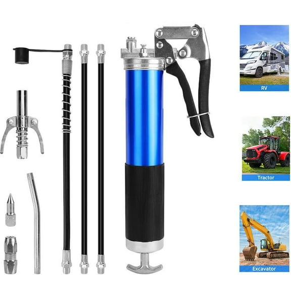 LiteBee Mini Pistol Grip Grease Gun Kit Professional 7000 PSI 18" Flex Hose for Car Boat 14oz Capacity