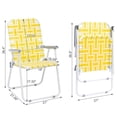 thumbnail image 6 of Patio Folding Chair Set of 2, Outdoor Beach Chair Portable Camping Chair with Armrest, Webbed Folding Chair for Yard, Garden - 265lbs Capacity (Yellow), 6 of 7