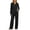 Black, variant on Ashirexll Womens 2 Piece Outfits Lapel Button Down Long Sleeve Loose Top with Matching Pants Casual Winter Set