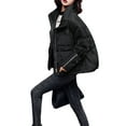 thumbnail image 3 of hirigin Women Winter Jacket, Long Sleeve Stand Collar Zipper Closure Solid Warm Casual Outwear, 3 of 5