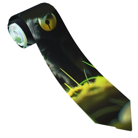 Yiaed Cute Big-Eyed Black Cat Print Men's Ties Silk Business Necktie for Husband Father Valentine's day Father's Day Gift
