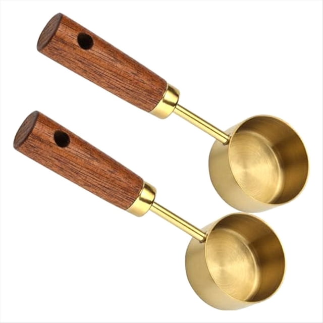 Cuchara de Café de Acero Inoxidable para Café Molido, Cuchara Medidora de Café de 15 Ml con Cucharas de Café con Manejar de Madera-A