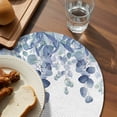 thumbnail image 3 of Blue Teal Botanical Round 15 Inch Placemats Set of 8, Eucalyptus Leaves Pastoral Floral HeatResistant Non Slip Place Mats for Dining Table, Wipeable Braided Kitchen Table Mats for Housewarming, 3 of 9