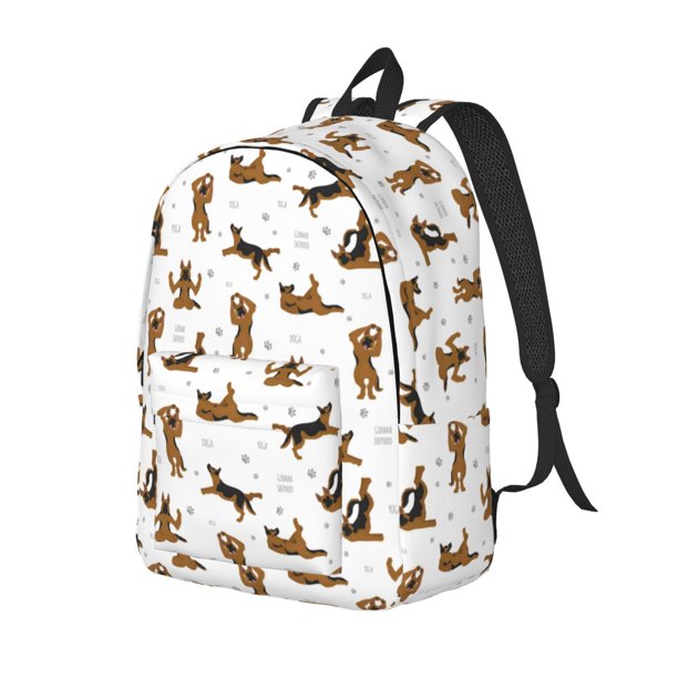 Disketp German Shepherd Dog print Canvas Backpack Lightweight Travel Daypack Student Rucksack Laptop Backpack-Medium
