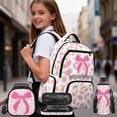 thumbnail image 2 of Aplkyhs Kids Backpack Set of 4 Pink Leopard Bow Print with Lunch Box Pencil Case and Water Bottle Carrier Includes Schoolbag with Front Pocket Elementary School Boys and Girls, 2 of 7