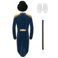 thumbnail image 4 of vastwit Men's Ringmaster Outfits Long Sleeve Open Front Velvet Tailcoat Magician Jacket Dark Blue L, 4 of 6