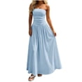 thumbnail image 2 of Blmnix Ladies Dresses Strapless Dress Tent Off The Shoulder Corset Dress Petticoat Sleeveless Maxi Boat Neck Blue Adjustable Waist Summer Casual Dresses for Women L, 2 of 6