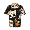 thumbnail image 3 of Bixox Men's Hawaiian Shirts Men's Cat Skulls and Flowers Print Short-Sleeve Shirt-3X-Large, 3 of 8