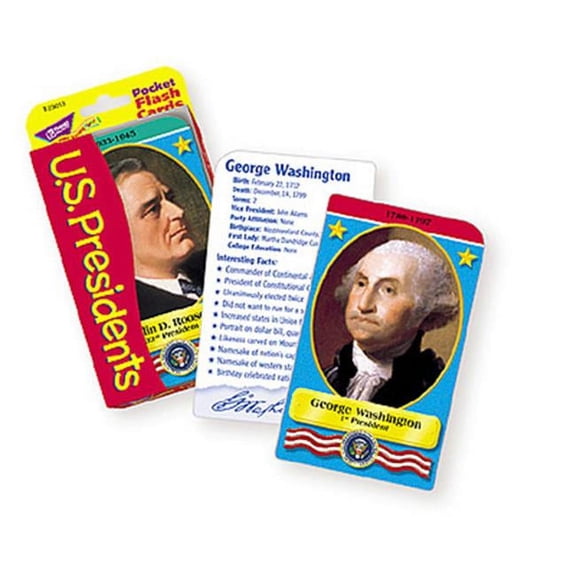 Trend Enterprises T-23013 Pocket Flash Cards Presidents-3 X 5 56 Two-Sided Cards