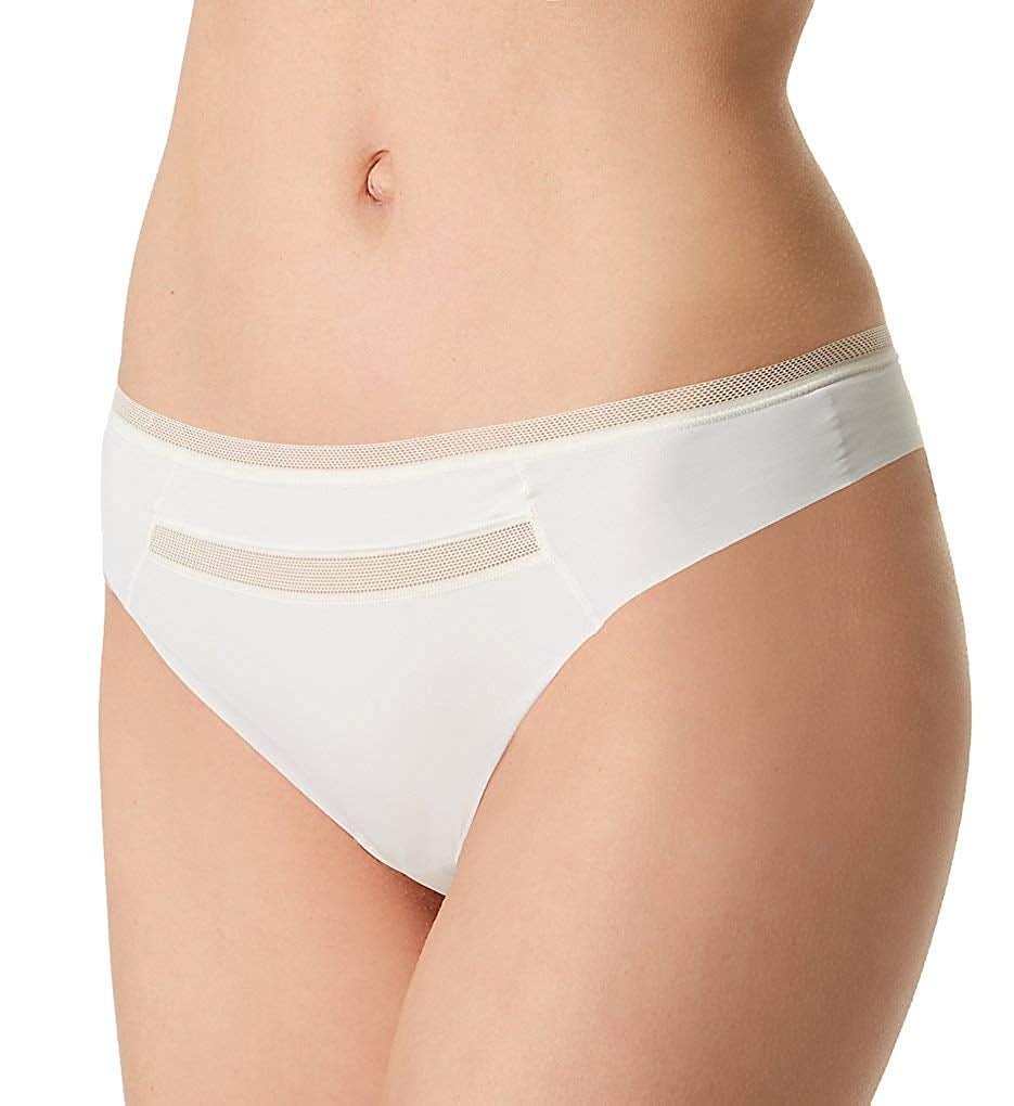 Photo 1 of Calvin Klein Invisibles Mesh-trim Thong (Ivory, M)