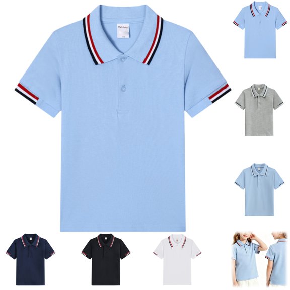 YOUYEDIAN Back to School Kids Polo Shirt Quick Dry Collared School Uniform Casual Athletic Short Sleeve Tee
