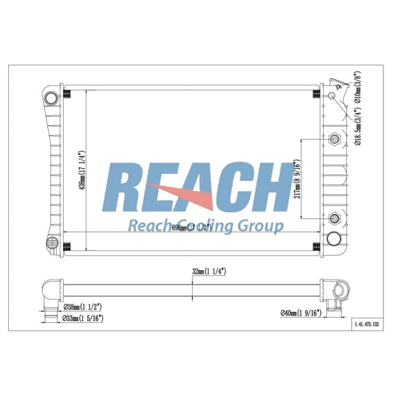 REACH 41-475 Radiator for Pontiac Firebird/Trans AM 74-79 3.8/4.1/4.9/5.0/5.7/6.6L