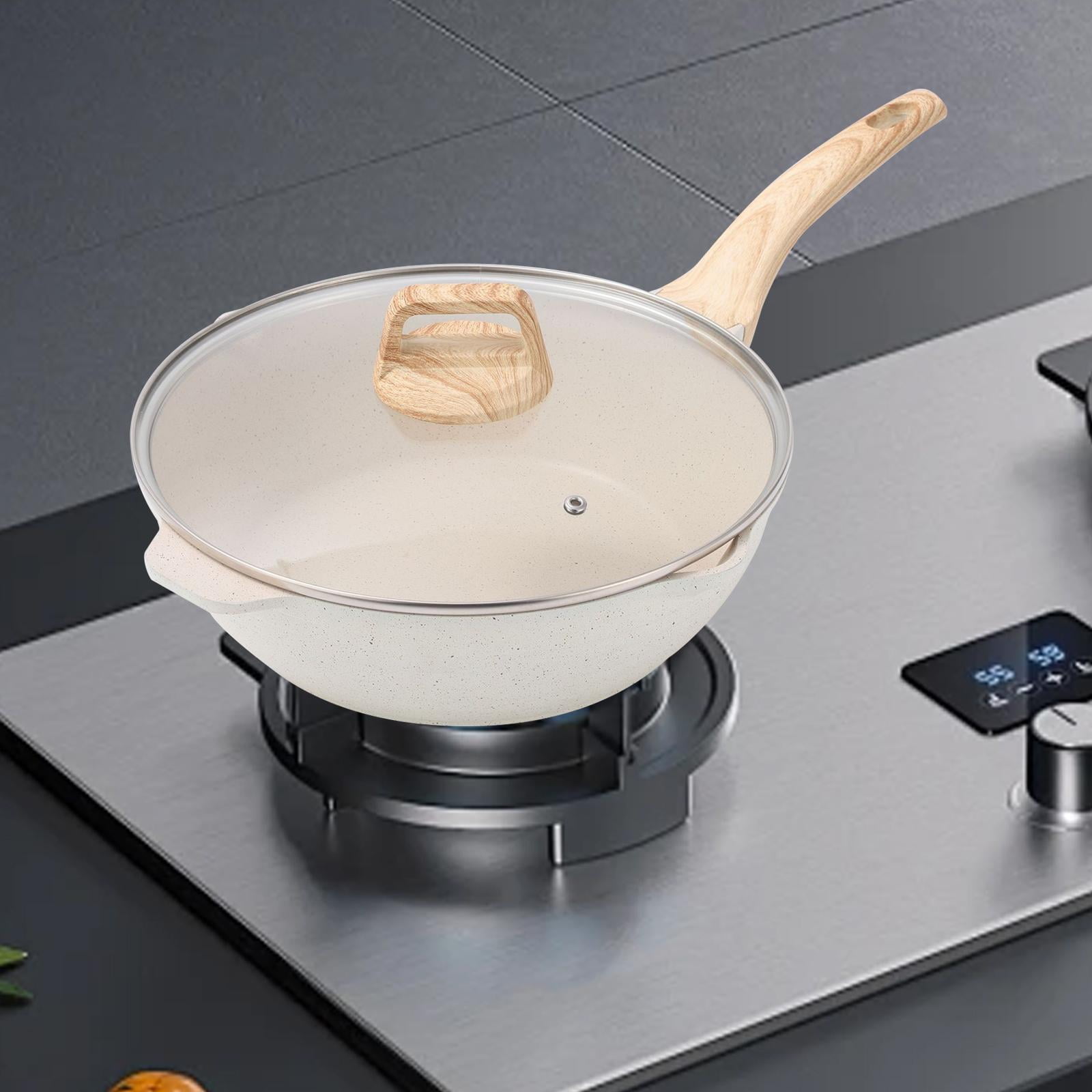Baoblaze 24cm Deep Frying Pan Non Stick with Lid Smooth Surface Multipurpose Cookware
