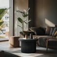 thumbnail image 5 of LuxenHome Modern Black Fluted Wood Round Coffee Table, Stylish Centerpiece for Living Room Decor, 5 of 10