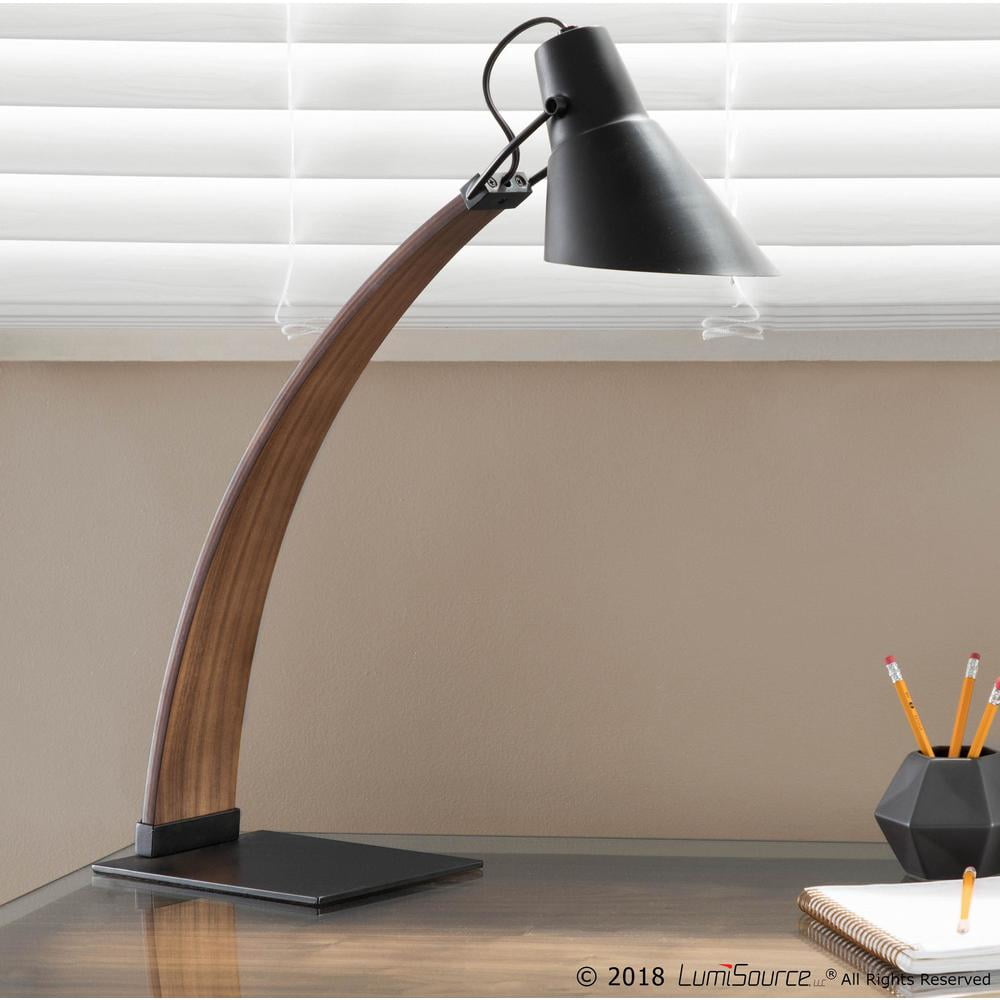 Noah Mid-Century Modern Table Lamp in Walnut and Black by LumiSource