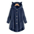 thumbnail image 3 of WEIYLL Womens Fleece Jacket Velvet Cat Ear Hooded Soild Patchwork Button Plush Navy Ladies Fall Tops And Blouses Size S, 3 of 4