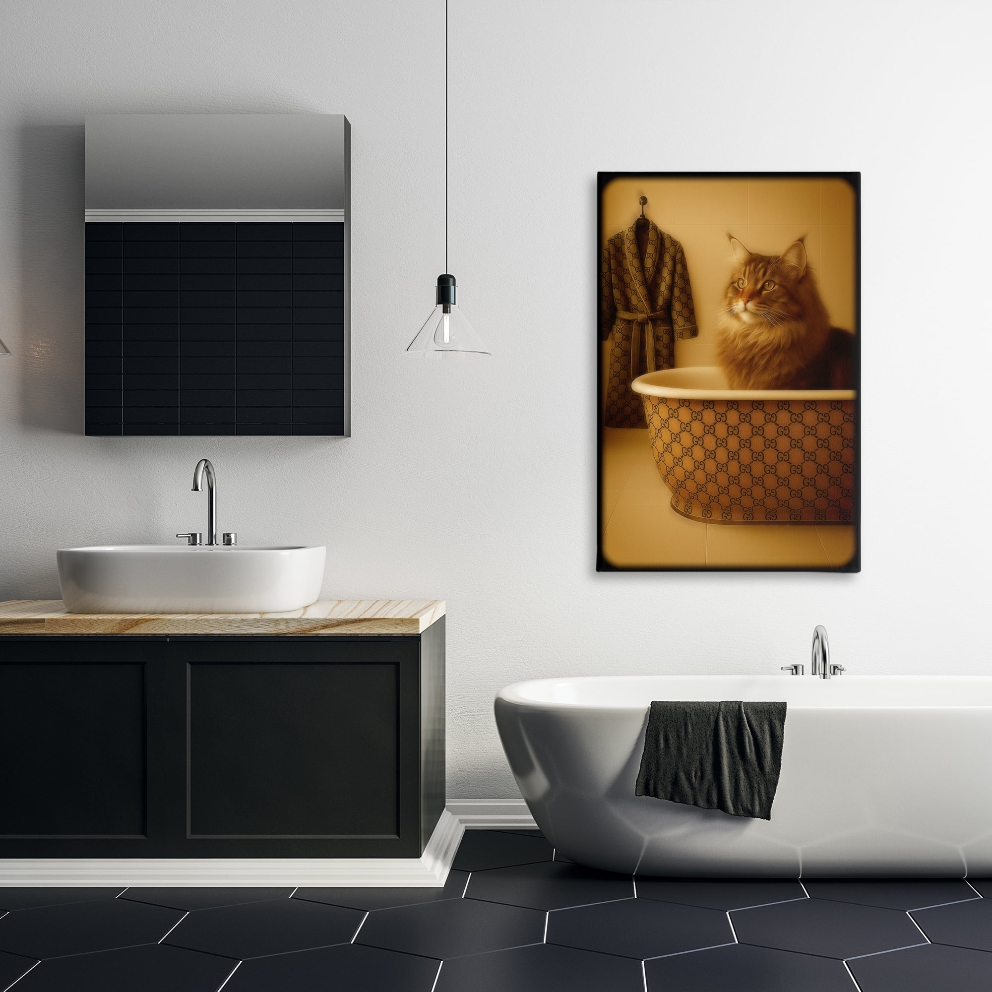 Stupell Industries Couture Main Coon in Luxury Tub Canvas Wall Art, design by Grotto Studios