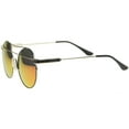 thumbnail image 3 of sunglassLA Unisex Modern Metal Frame Double Bridge Colored Mirror Lens Round Sunglasses (Silver-Black / Purple Green Mirror) - 59mm, 3 of 4