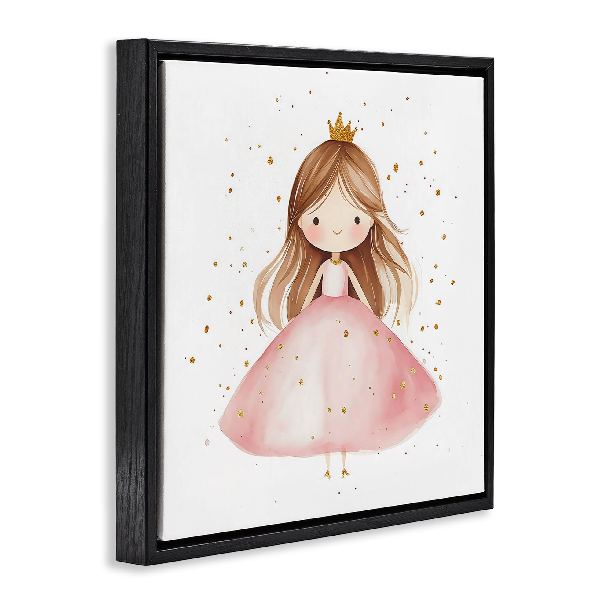 Stupell Industries Little Princess with Pink Gown Black Framed Floater Canvas Wall Art, design by Creative Studio