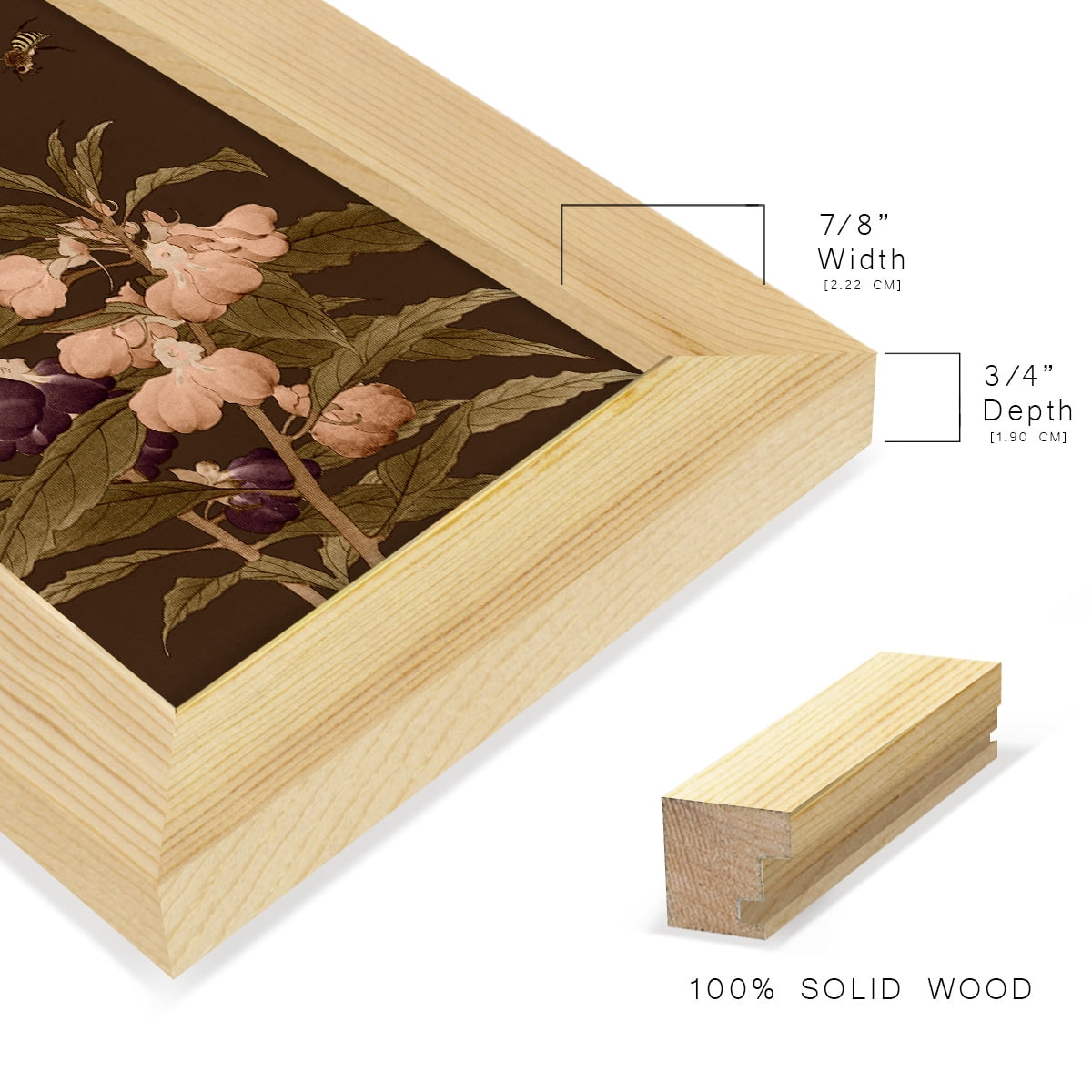 Asian Brocade IV - Framed Print w/glass - Natural Wood