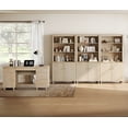 thumbnail image 4 of WAMPAT Home Office Furniture Set, 58" Executive Desk with Charging Station and Cabinet, 3-Column 71" Tall Bookcase with Doors and Adjustable Shelves for Living Room,Natural Oak, 4 of 10