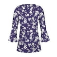thumbnail image 5 of Prime Sales BiZtdJrK Women's Tunic Tops 3/4 Length Sleeve Blouses Dressy Casual V Neck Henley Shirts Spring Summer Fashion Vacation Outfits Purple M, 5 of 6