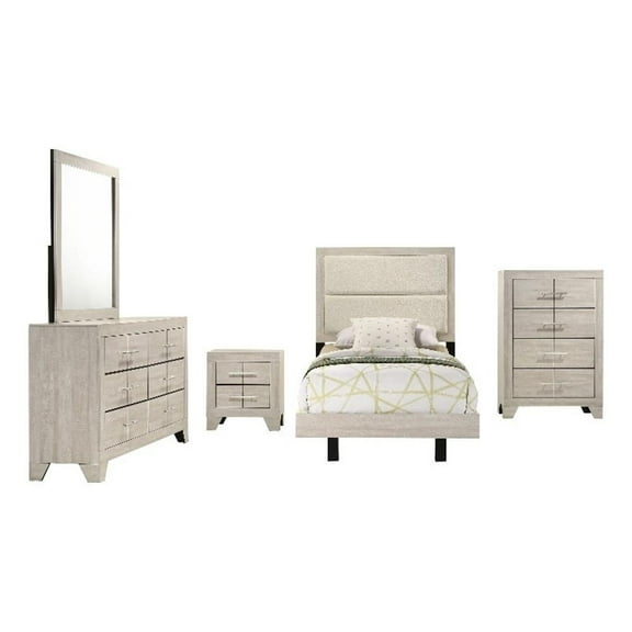 Trenton 5-piece Twin Bedroom Set Rustic Cream