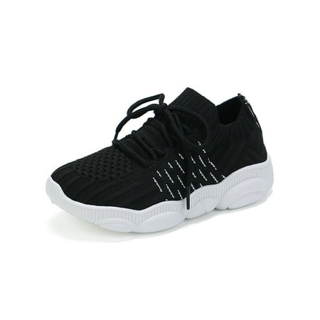 

Fangasis Unisex-Child Sneakers Sport Sock Sneaker Knit Upper Running Shoes Girls Boys Athletic Shoe Gym Fashion Breathable Black 1Y