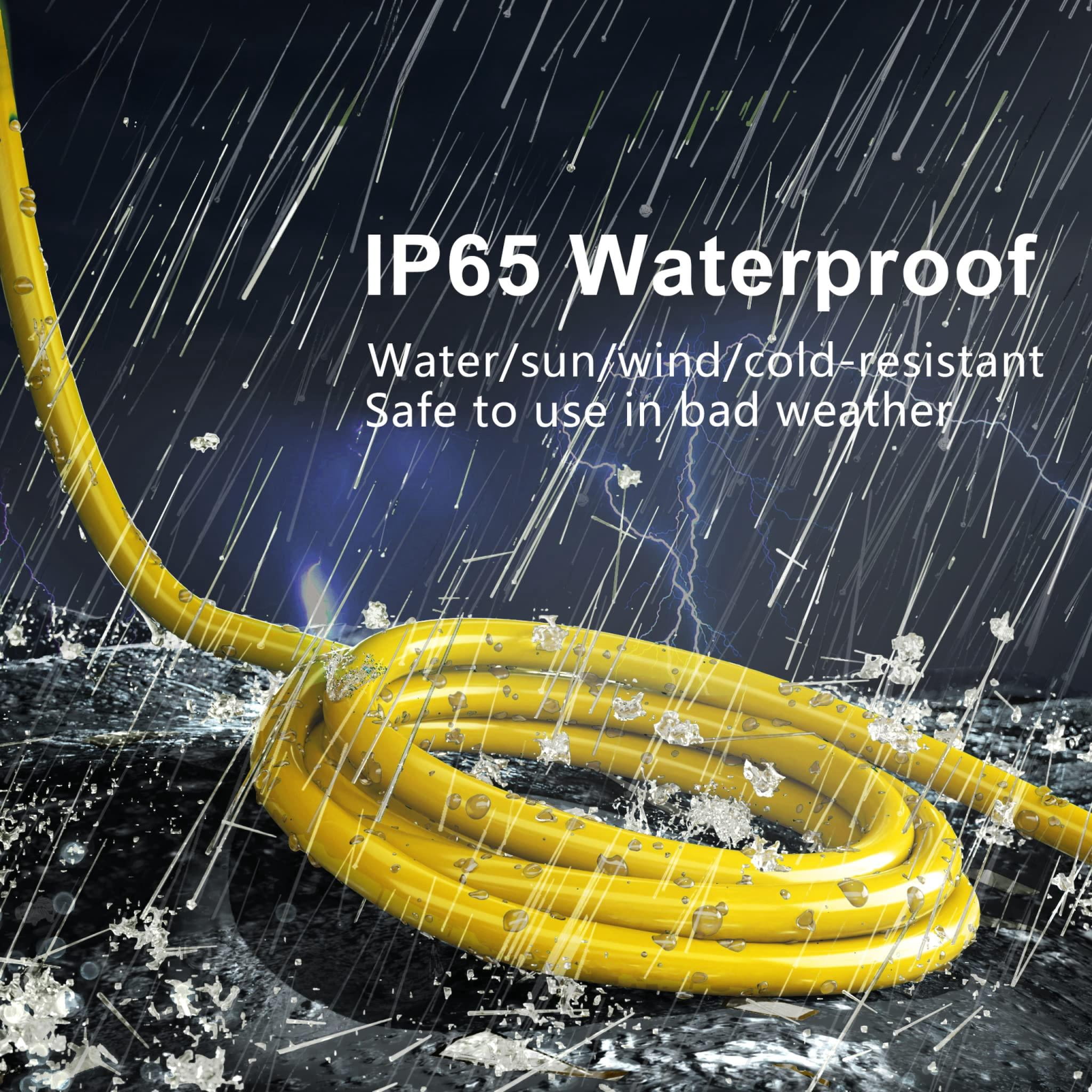 25 Ft 14/3 Gauge Heavy Duty Outdoor Extension Cord Waterproof With Lighted  Flexible Cold Weather 3 Prong Electric Outside 15a 1875w 125v 14awg Sjtw Yellow Etl Listed