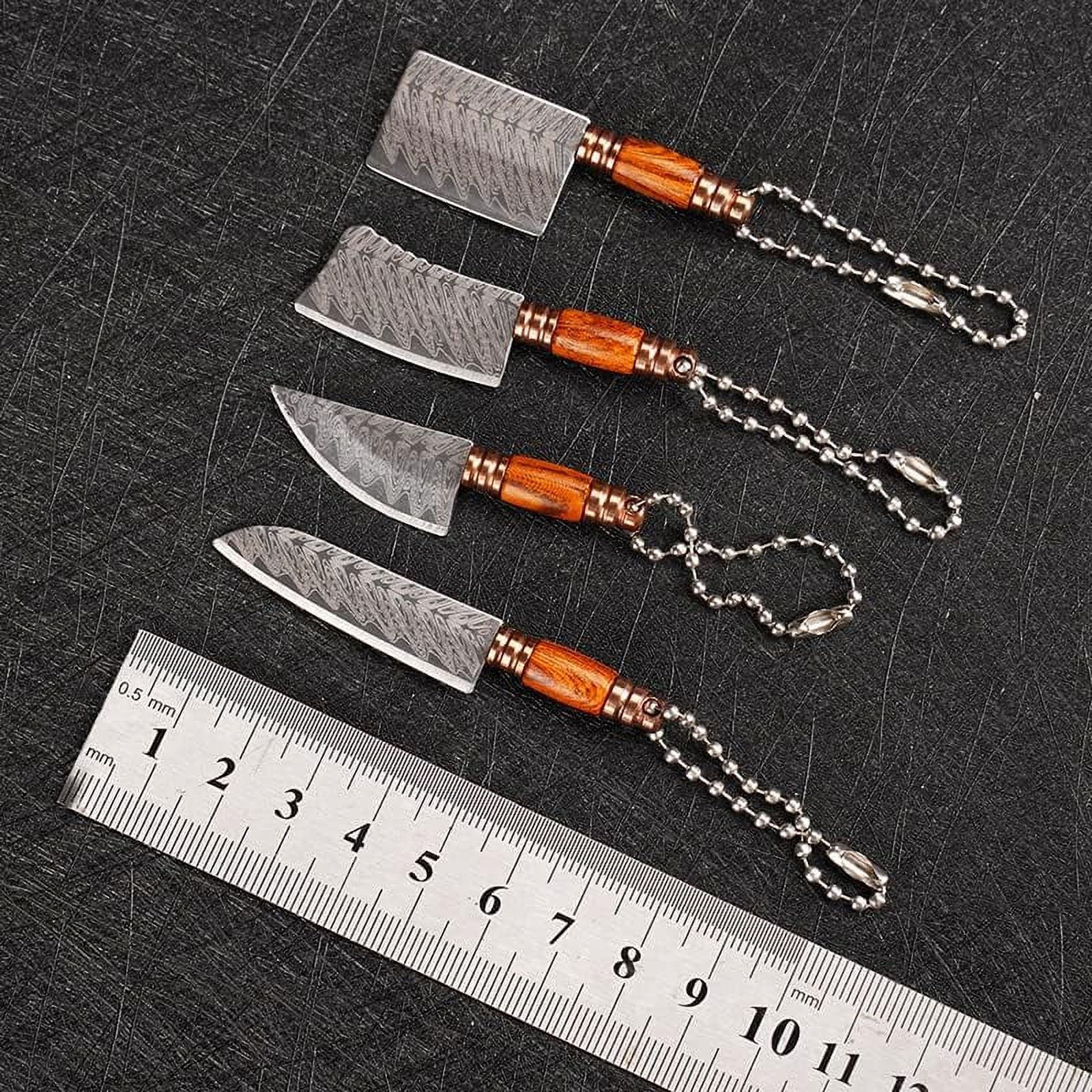 Mini knife Set, Mini Pocket knife Set, Tiny knife Chef Keychain with Sheath for Package Opener Box Cutter Letter Opener-4pcs