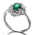 thumbnail image 4 of Antique Floral 1.75 Carat Green Emerald 6mm Round Cut And Moissanite Diamond Engagement Ring in 10k White Gold, 4 of 5
