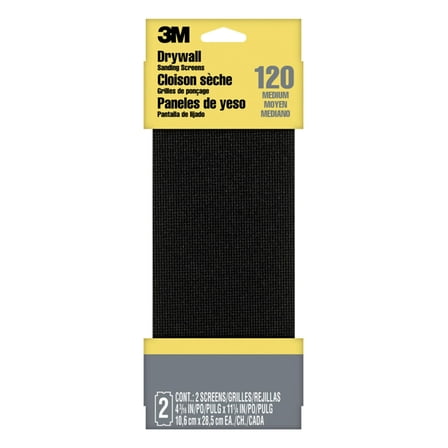 3M Drywall Sanding Screens, 9090NA-DC, Medium Grit, 4-3/16in x 11-1/4in, 2-Screen Pack, Open Stock