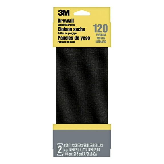 3M Drywall Sanding Screens, 9090NA-DC, Medium Grit, 4-3/16in x 11-1/4in, 2-Screen Pack, Open Stock