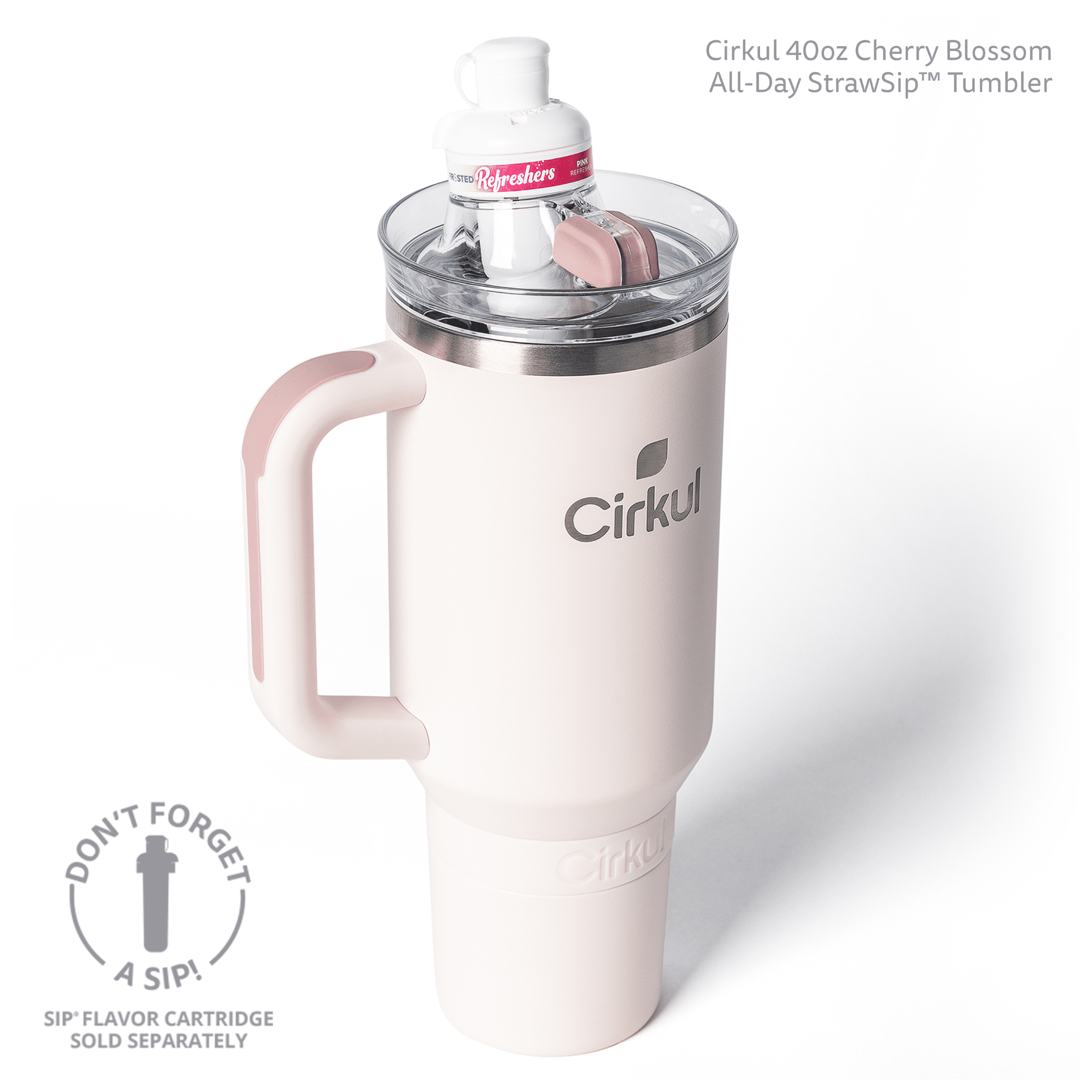 Cirkul 40oz All-Day StrawSip™ Tumbler, Cherry Blossom (Light Pink)., 40oz Cherry Blossom All-Day StrawSip™ Tumbler.