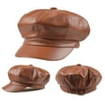 thumbnail image 3 of 8 Panel PU Leather Newsboy Cap for Women - Classic Painter Hat, 3 of 8