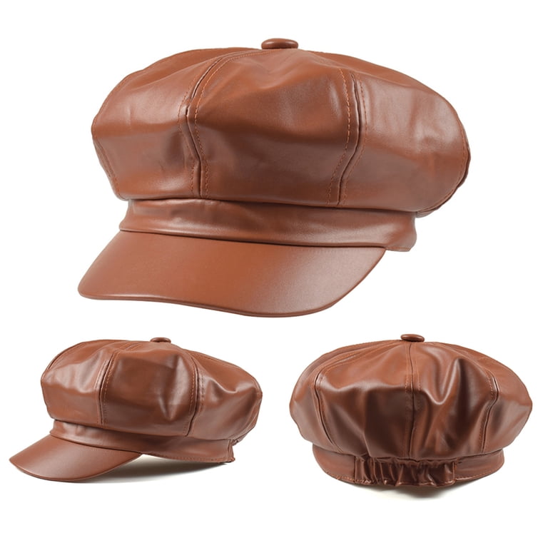 8 Panel PU Leather Newsboy Cap for Women - Classic Painter  display picture 1