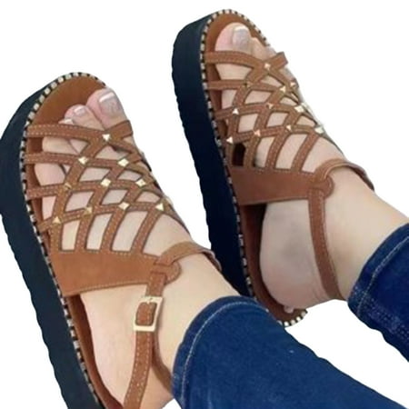 

Girls Rome Style Sandals Summer Shoes with Anti-slip Rubber Sole for Valentine s Day Christmas Gift 35 Brown