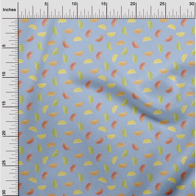 oneOone Cotton Silk Fabric Lemon Slice Vegetable Decor Fabric Printed BTY 42 Inch Wide