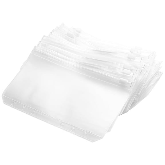 34 PCS Binder Pockets A6 Size 6 Holes Zipper Pouch Clear PVC Bags