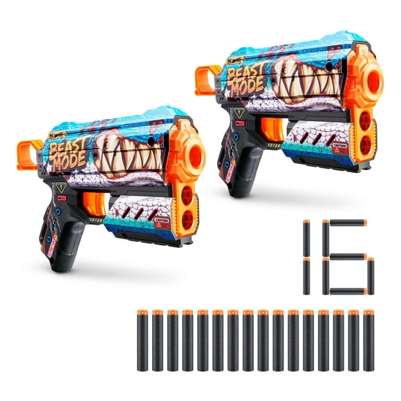 X-Shot Skin Flux Blaster avec 16 Fléchettes - Beast Out Skin (2 Pack) par ZURU Technologie de Fléchettes à Air Recharge Facile pour Enfants Adolescents et Adultes