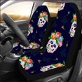 thumbnail image 2 of Juego de 2 fundas para asientos de coche ABPHQTO Skull Rose Floral Universal, 2 of 3