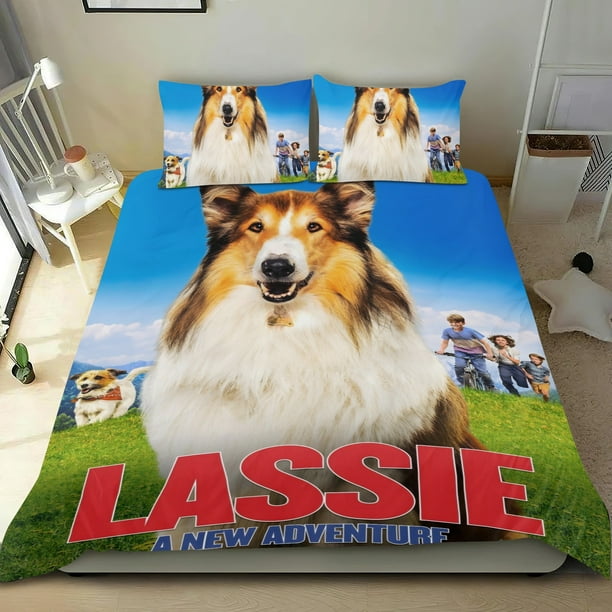 Lassie Conjunto de sábanas temático, trío de piezas, cómodo y amigable con la piel, diseño único, regalo de decoración para el hogar para familiares, amigos y fans,173cm *218cm