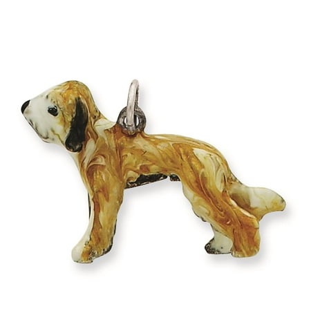 925 Sterling Silver Enameled Briard Solid Charm Pendant