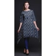 thumbnail image 4 of Bimba Blue Leaves Shibori Indian Tunic Tops For Girls Printed Casual Top For Women Ethnic Kurti XSmall, 4 of 6