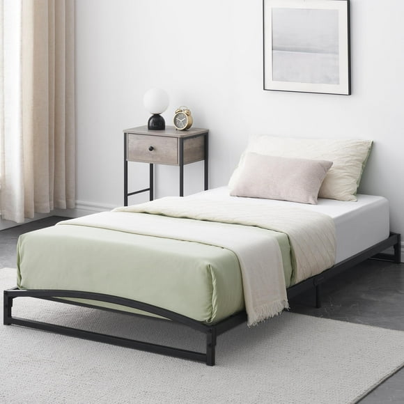 Low Bed Frame Twin Size, 6 Inch Heavy Duty Metal Platform Bed Frame Low Profile, Mattress Foundation, No Box Spring Needed, Noise-Free, Non-Slip, Easy Assembly, Black