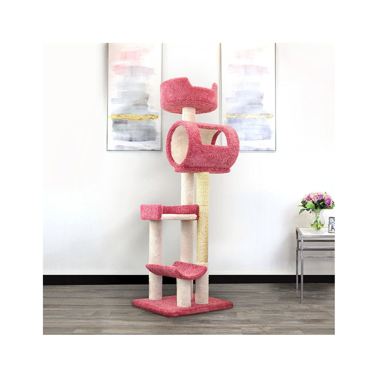 New Cat Condos 140003- Solid Wood Climbing Cat Tower Tree-Color:Gray