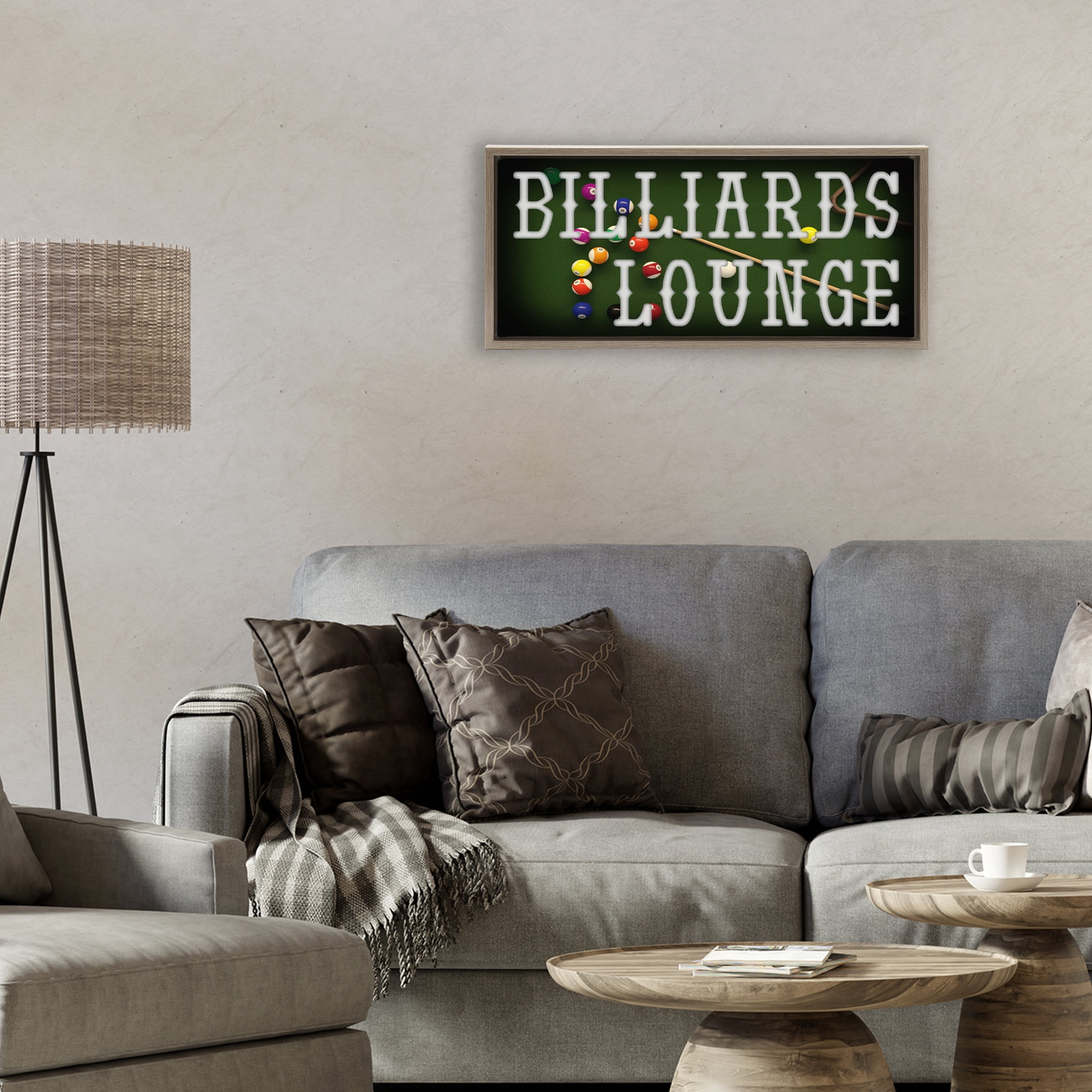 Stupell Industries Billiards Lounge Recreation Brown Framed Floater Canvas Wall Art, design by Marcus Prime