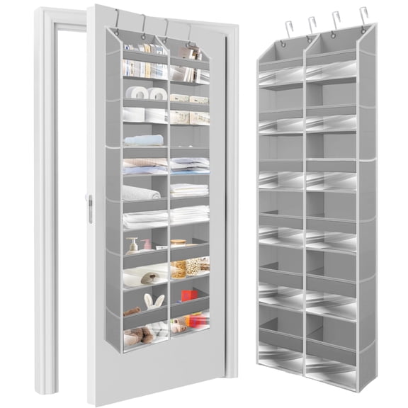 HOMELUX THEORY Heavy Duty Over the Door Organizer - Extra Wide Closet Organizers And Storage, Hanging Storage Door for Bedroom & Baby Nursery, 1PC Light Gray